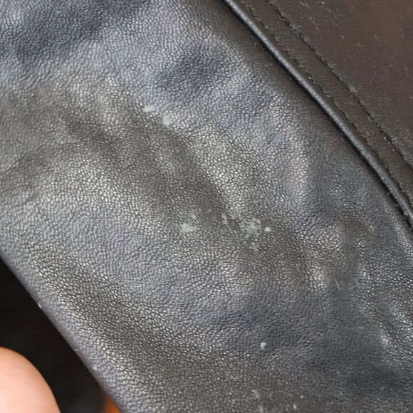 Tommy Hilfiger Vintage 90s Black Distressed Leather Biker Jacket Medium - Picture 4 of 16